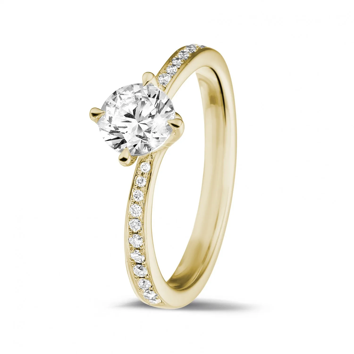 0.70 quilates anillo solitario diamante en oro amarillo con diamantes en los lados 