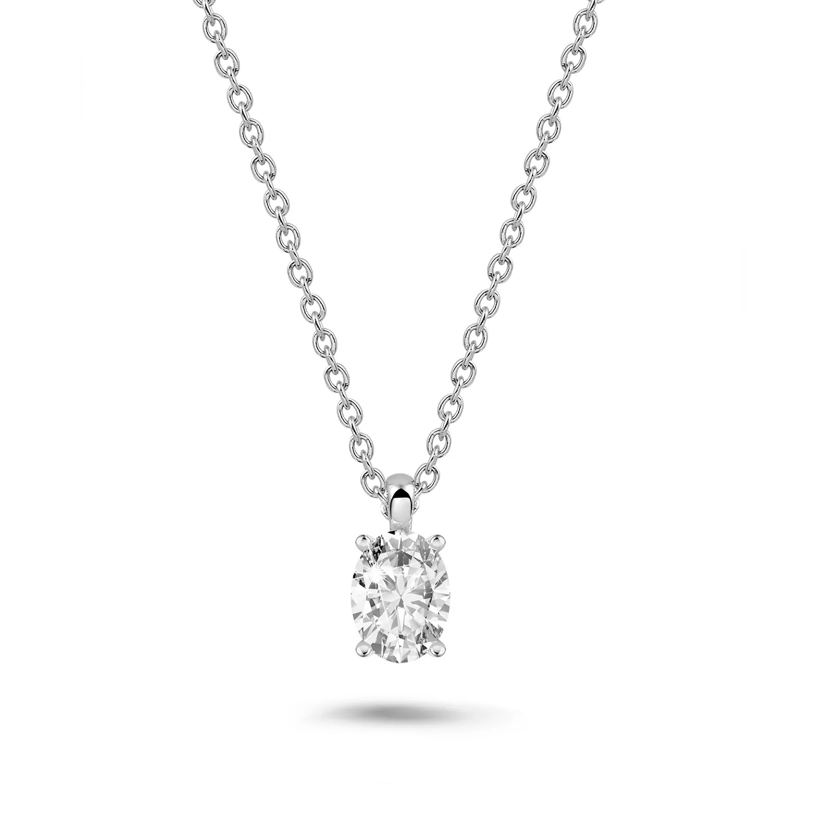 1.00 quilates colgante solitario diamante talla oval en oro blanco 