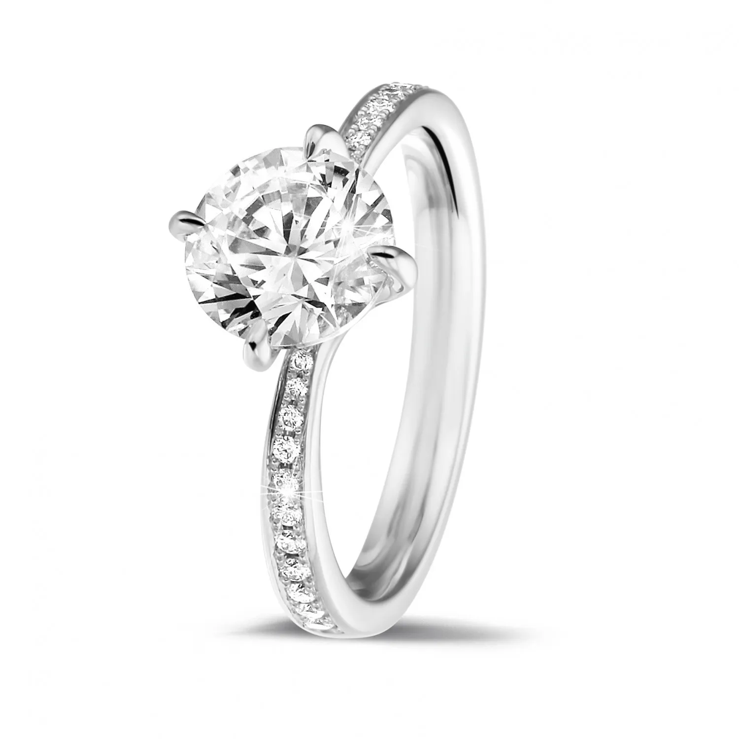 1.50 quilates anillo solitario diamante en platino con diamantes en los lados 