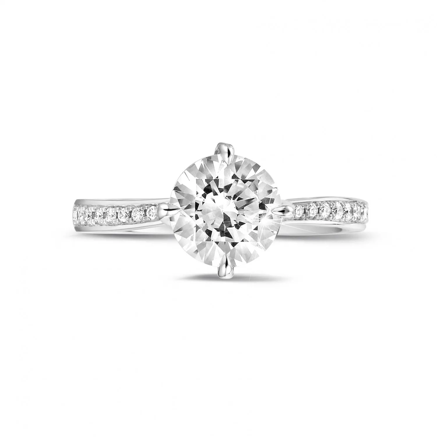 1.50 quilates anillo solitario diamante en platino con diamantes en los lados 