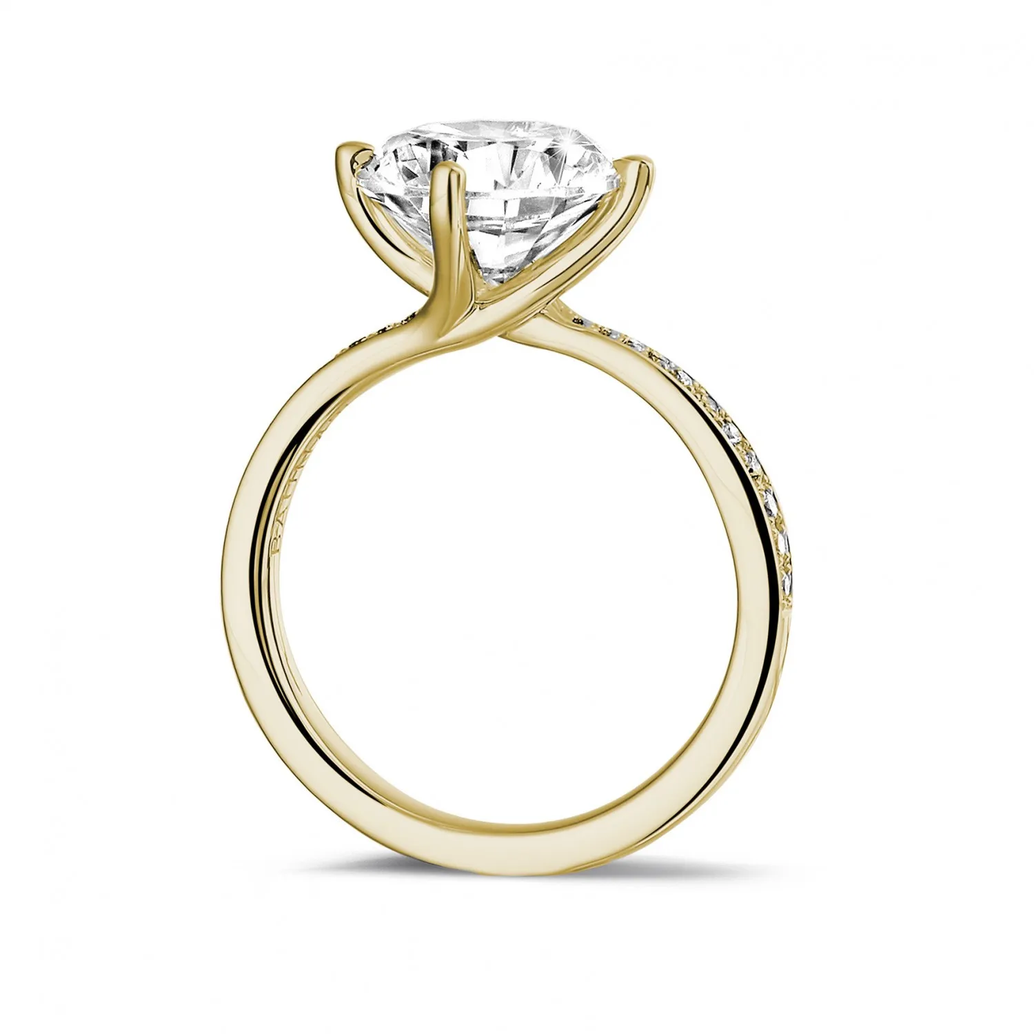3.00 quilates anillo solitario diamante en oro amarillo con diamantes en los lados 