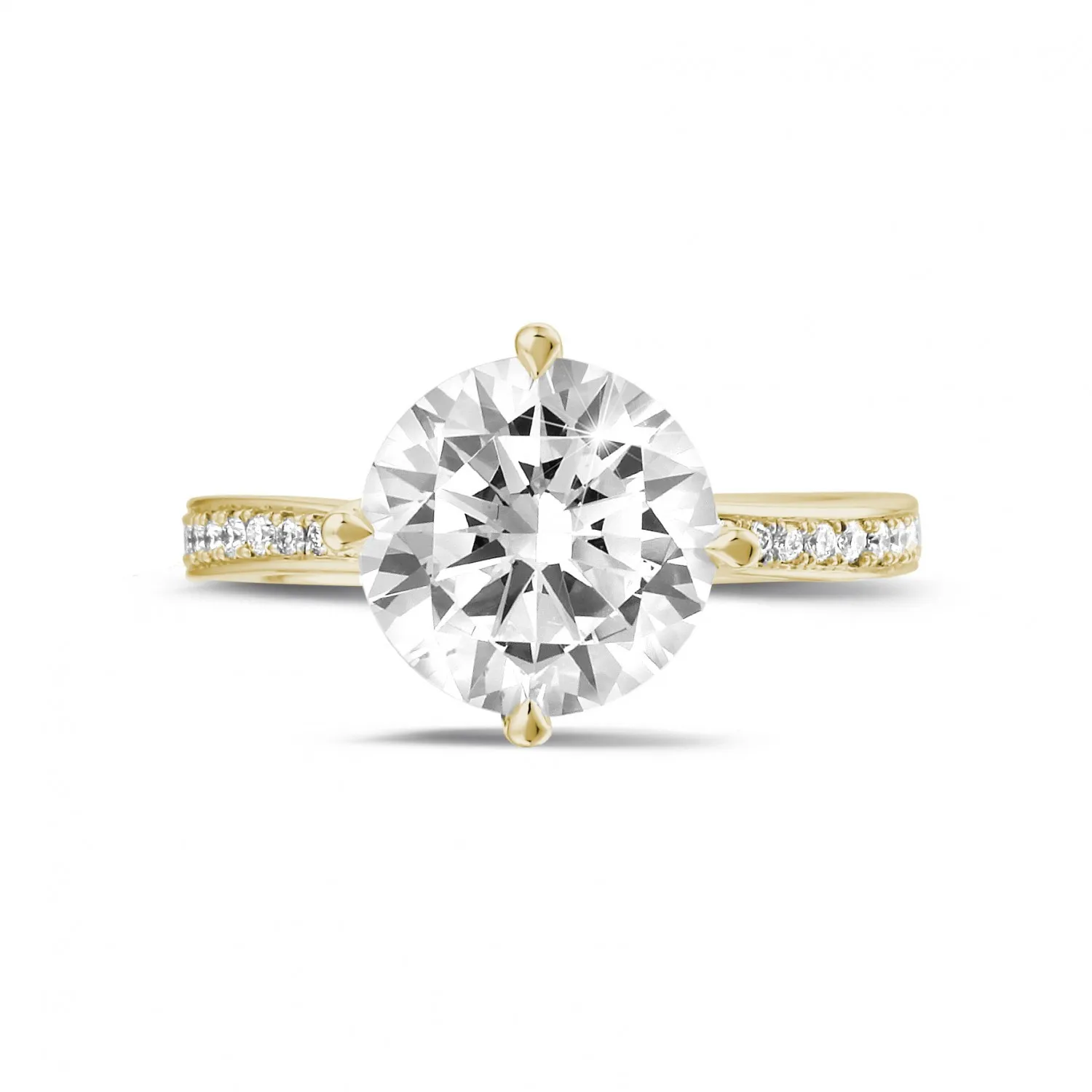 3.00 quilates anillo solitario diamante en oro amarillo con diamantes en los lados 