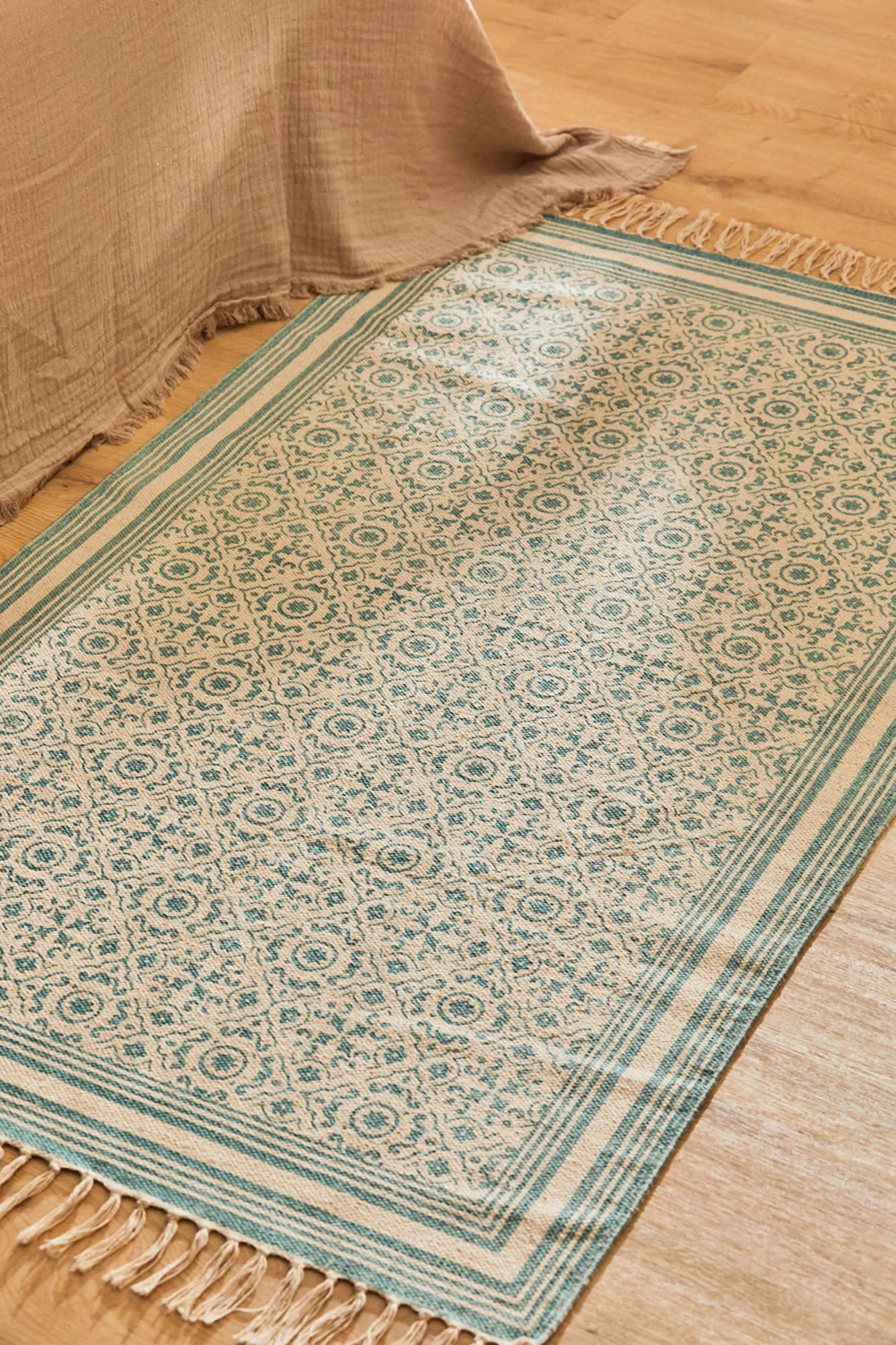 Alfombra dhourrie turquesa Salermo