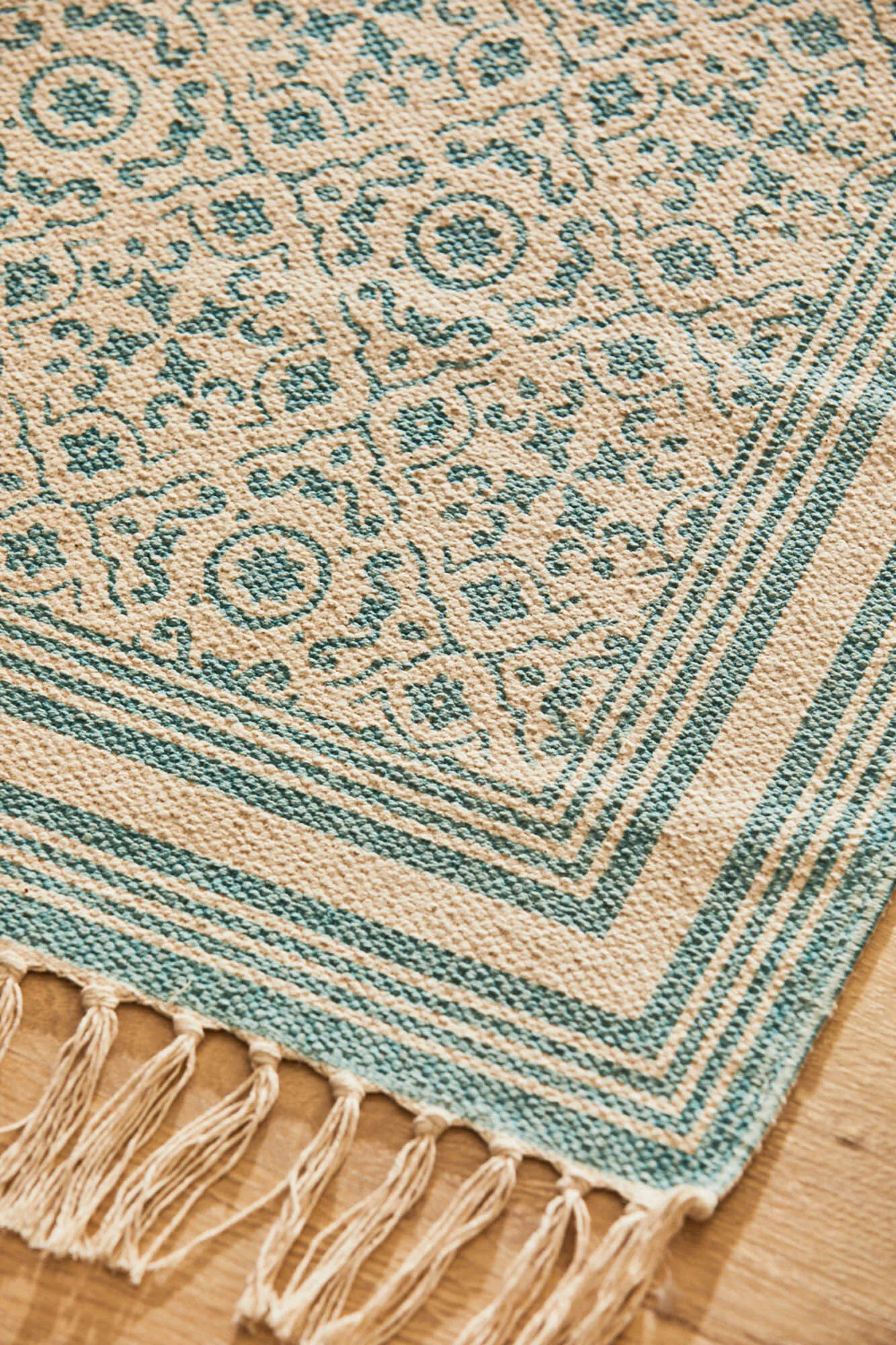 Alfombra dhourrie turquesa Salermo