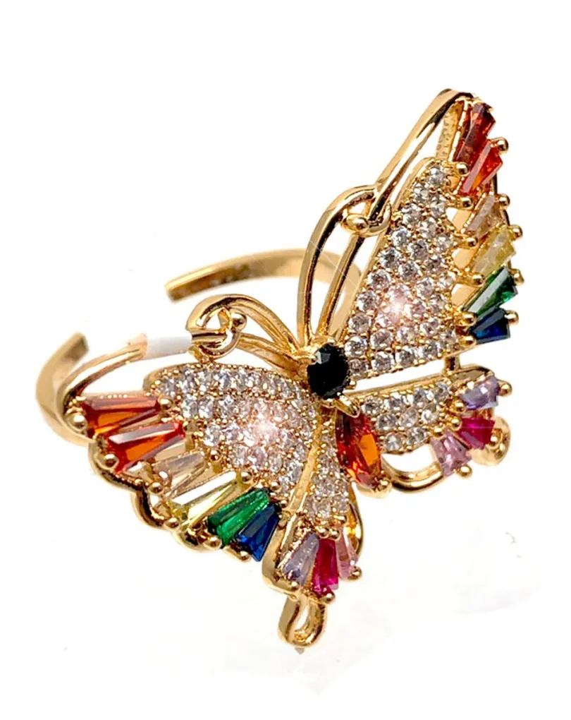 ANILLOS DE FIESTA PARA MUJER BONITAS MARIPOSAS DORADAS
