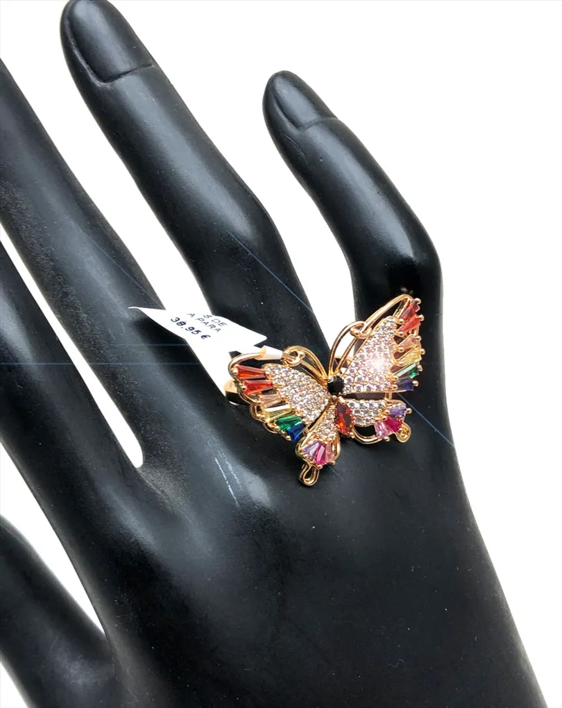 ANILLOS DE FIESTA PARA MUJER BONITAS MARIPOSAS DORADAS