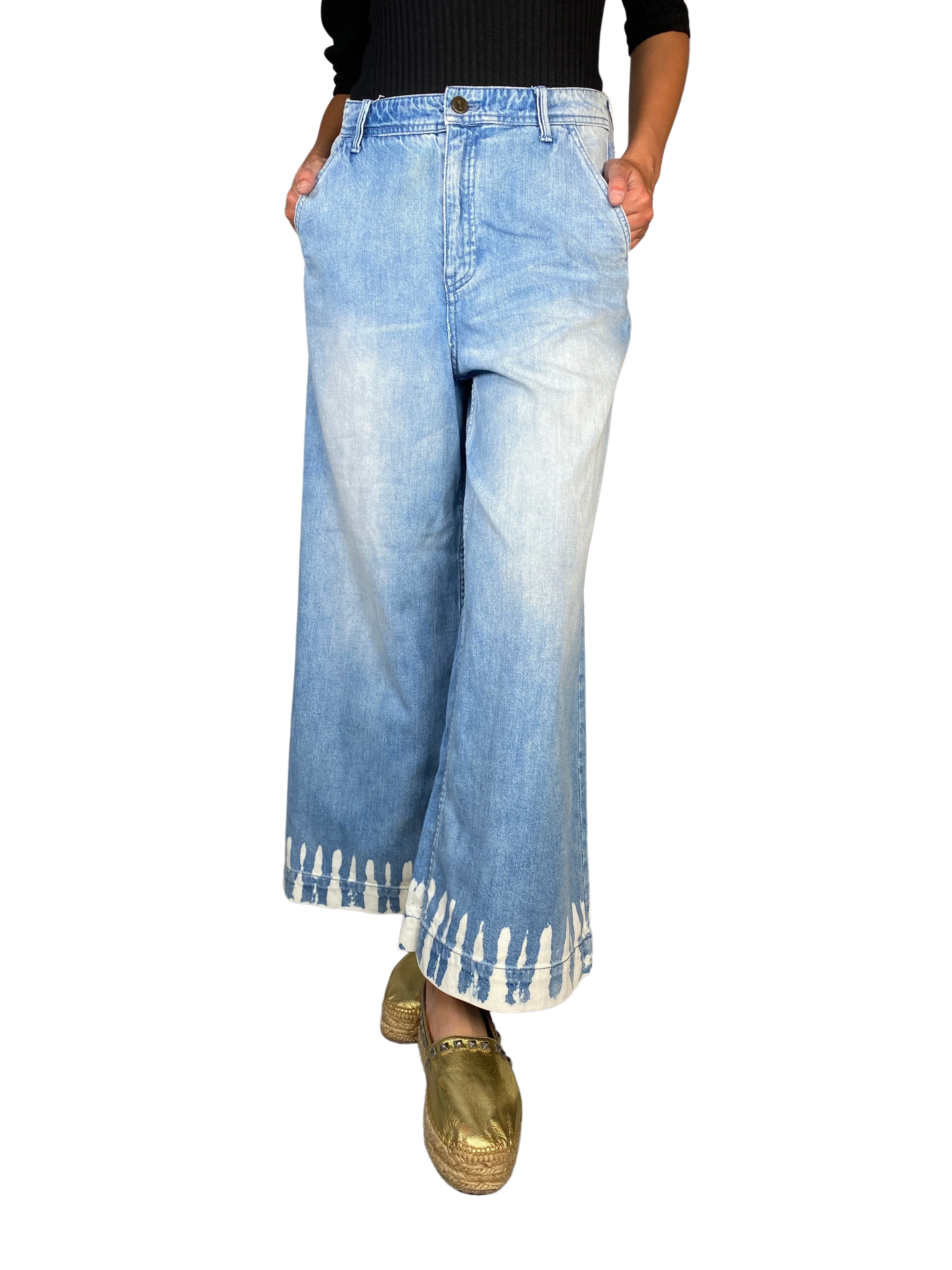 ANTHROPOLOGIE Pantalón Denim Palazzo