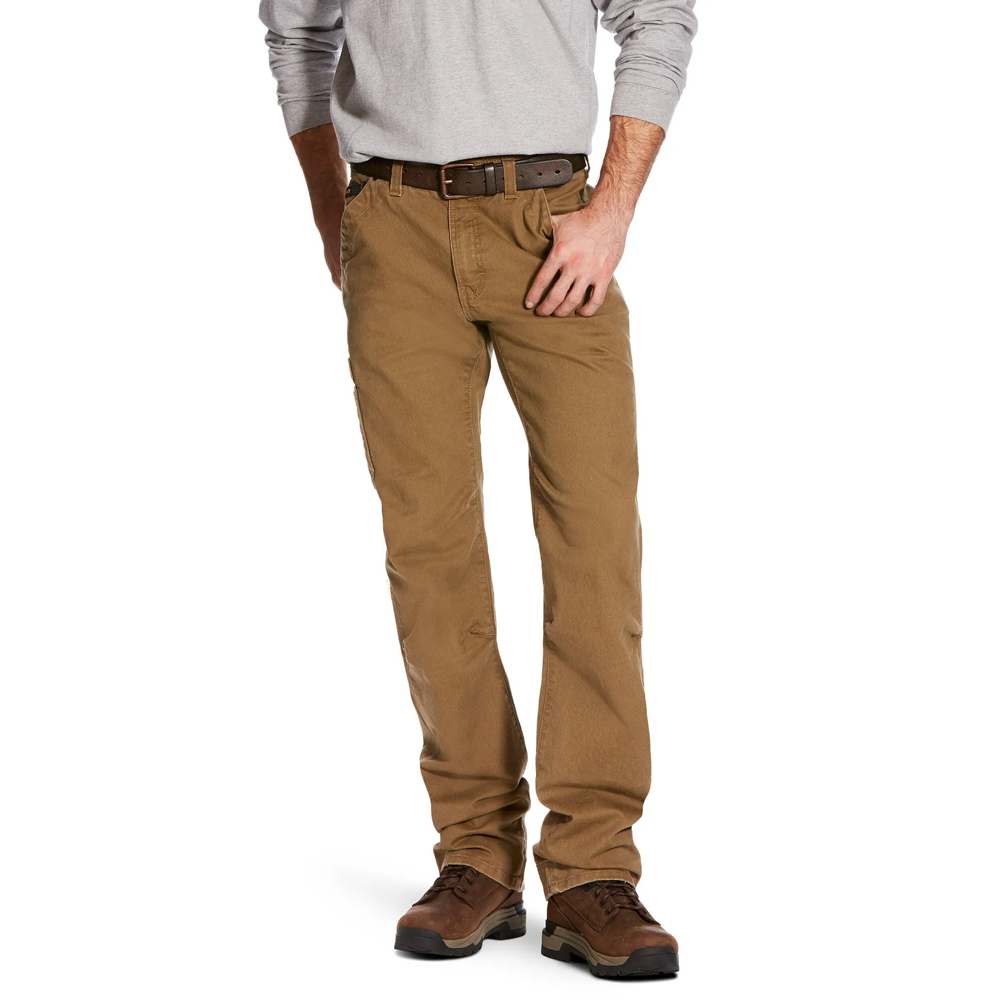 Ariat Pantalón de corte recto con sarga lavada Rebar M4 Relaxed DuraStretch de Ariat para hombre, color caqui