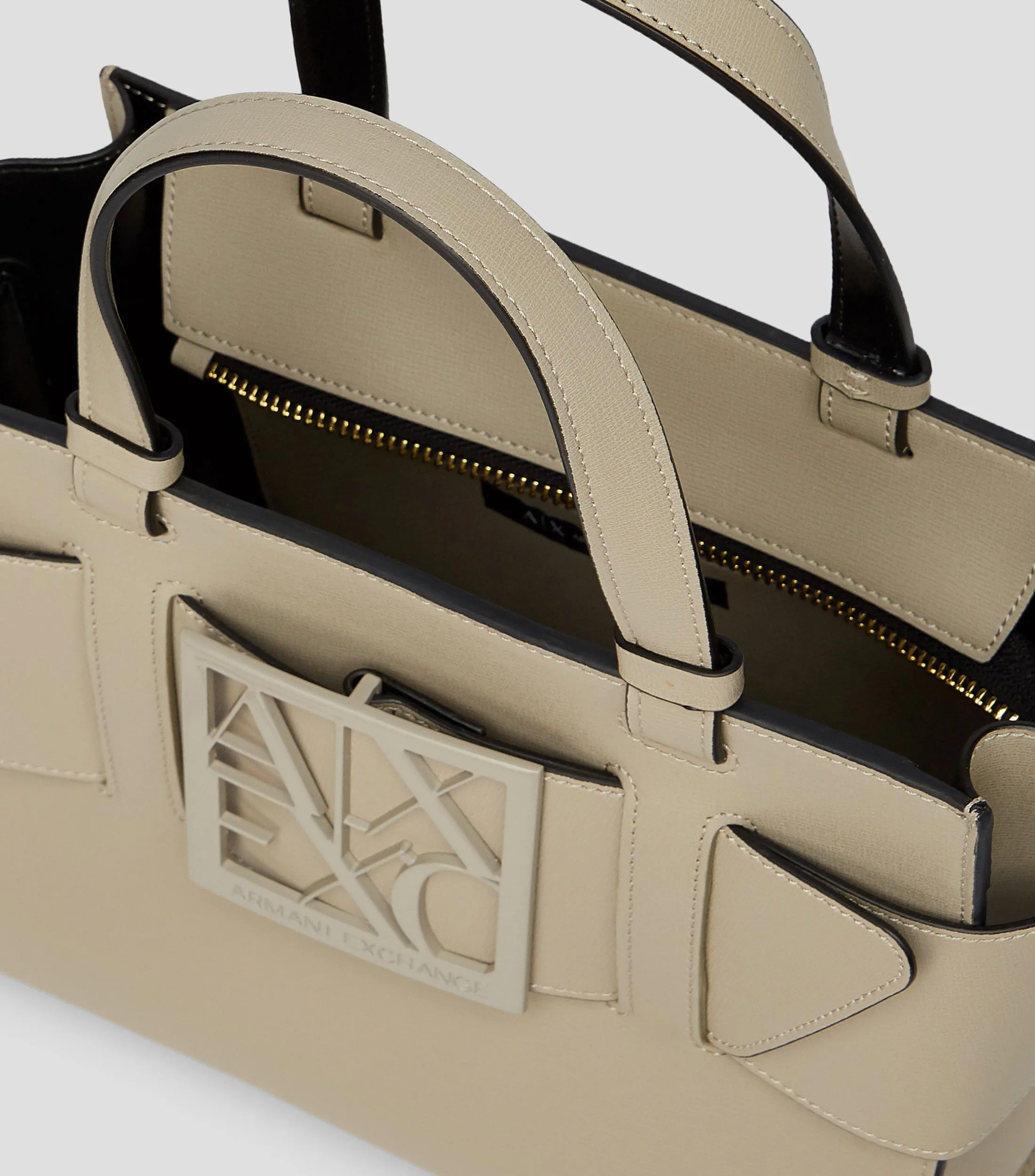 Armani Exchange Bolso tote beige liso Mujer