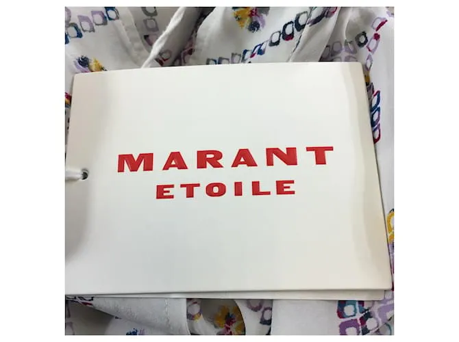 Autre Marque Isabel Marant Etoile Top blanco de crepé de manga larga con estampado Berangere multicolor en color crudo 