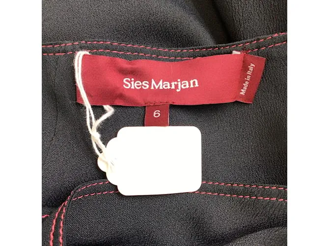Autre Marque Sies Marjan Negro / Vestido midi de crepé de seda con costuras en contraste de manga larga rojo 