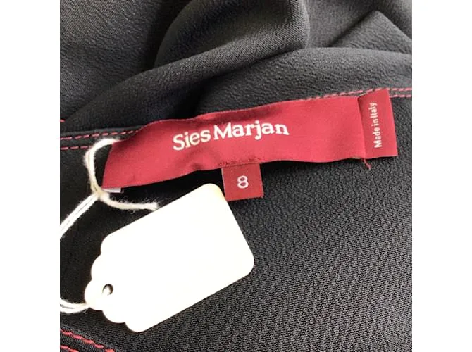 Autre Marque Sies Marjan Negro / Vestido midi de crepé de seda con costuras en contraste de manga larga rojo 
