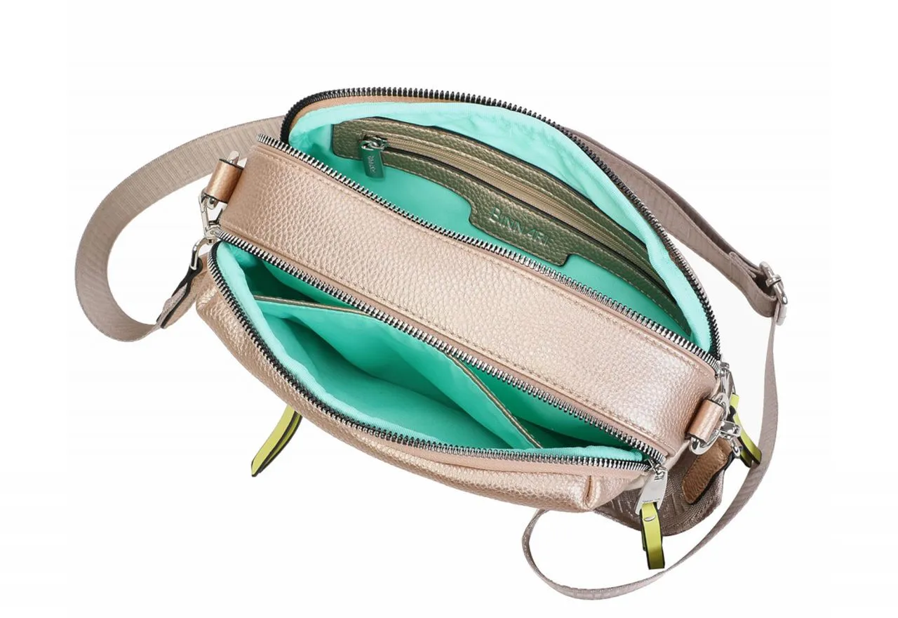 Bandolera Cava Bajo Textil Doble Compartimento Cremallera