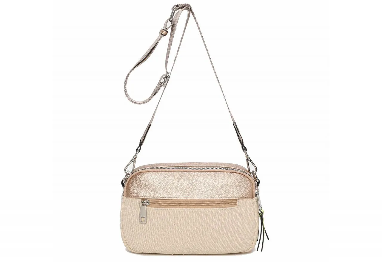 Bandolera Cava Bajo Textil Doble Compartimento Cremallera