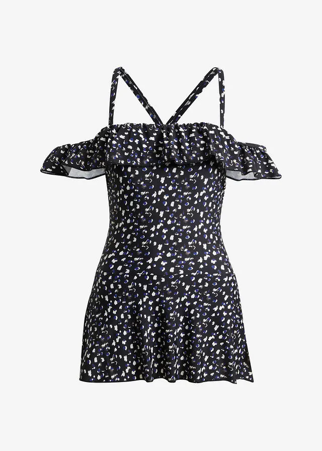 Bañador vestido Negro de lunares