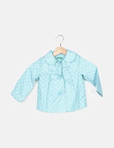 Benetton Cazadora azul estampado lunares