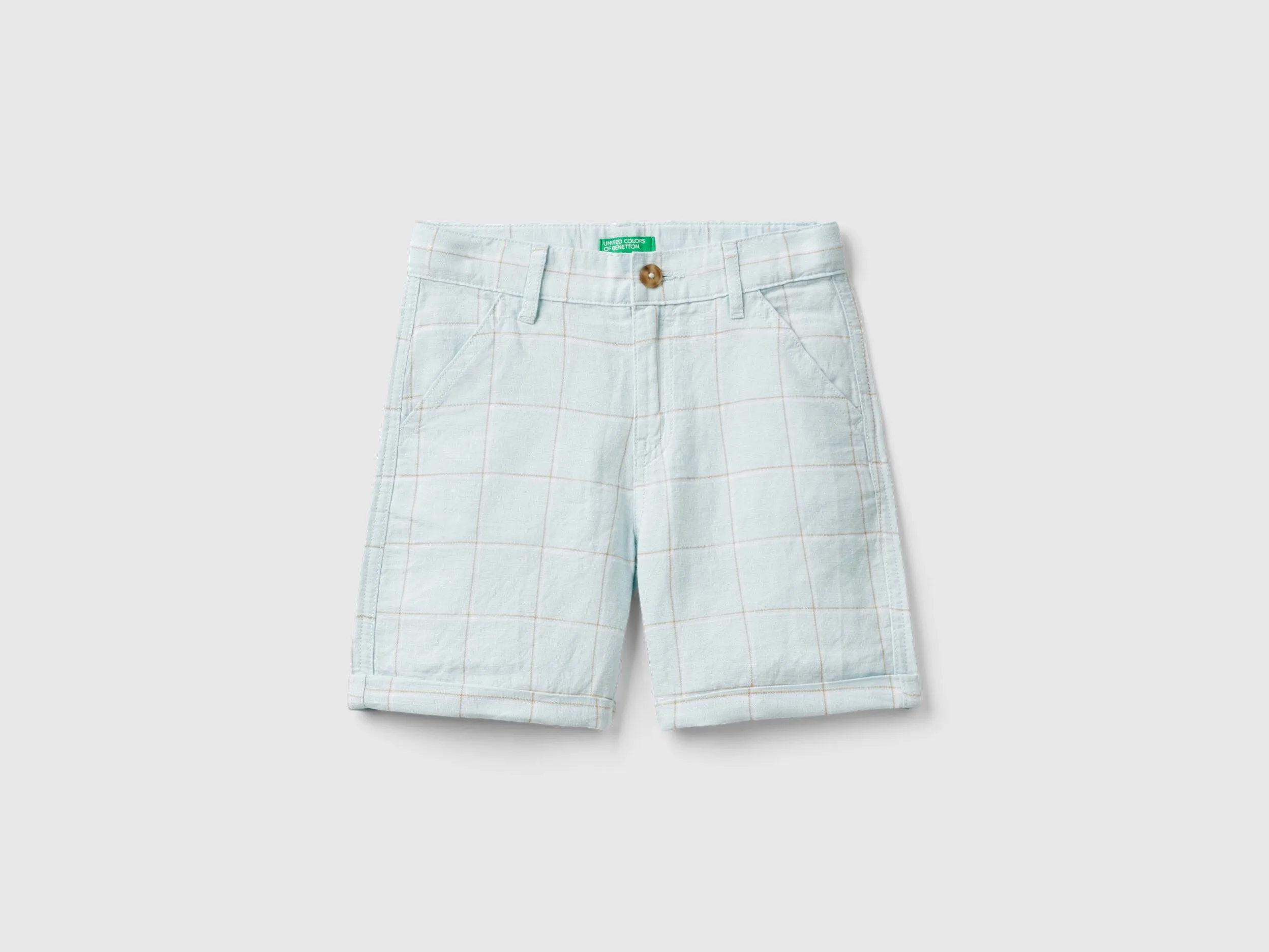 Bermudas de cuadros de lino mixto