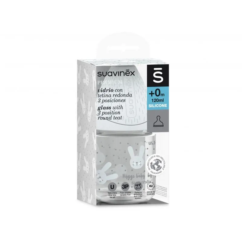 Biberón vidrio 120ml hygge rabbit suavinex