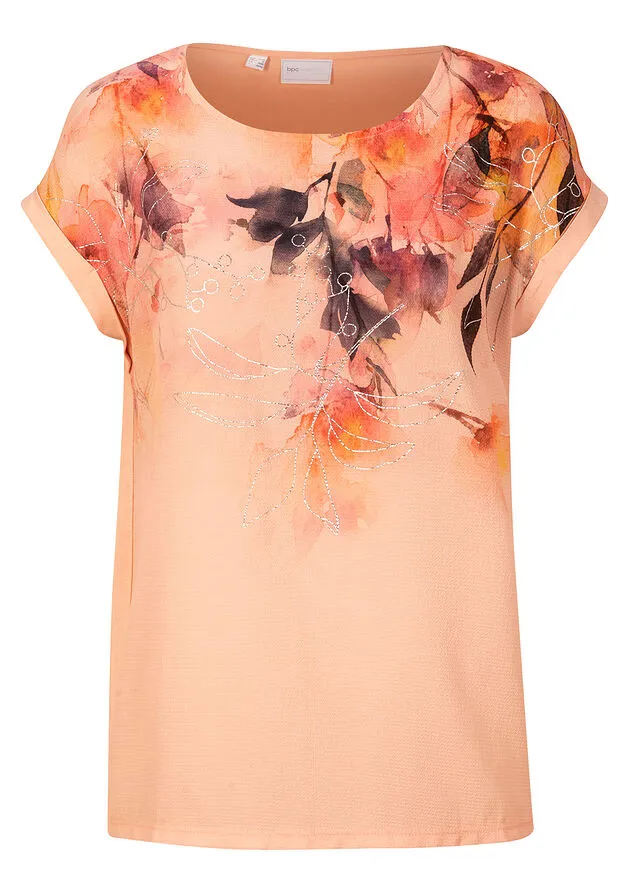 Blusa con estampado de flores Melocotón de flores