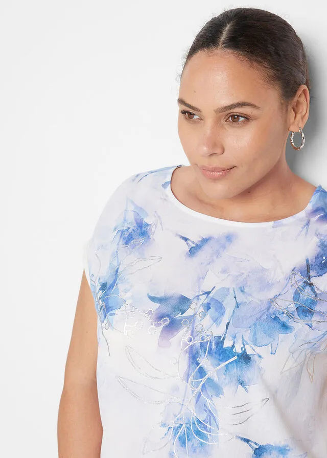 Blusa con estampado de flores Melocotón de flores