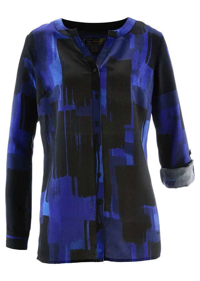 BLUSA LARGA CON ESTAMPADO AZUL ZAFIRONEGRO