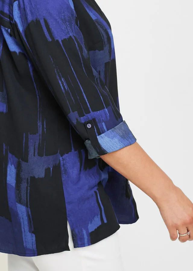 BLUSA LARGA CON ESTAMPADO AZUL ZAFIRONEGRO