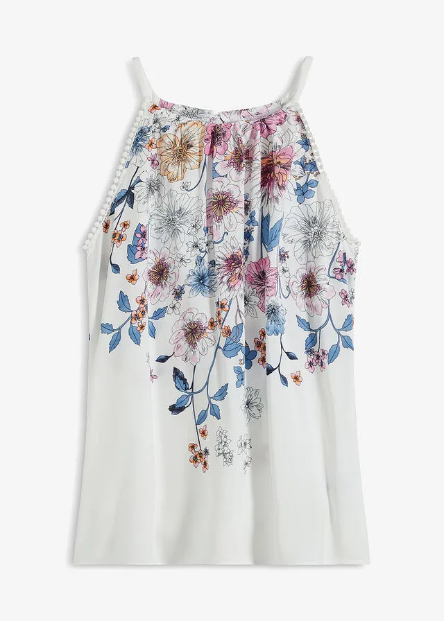 Blusa sin mangas Blanco lana estampado