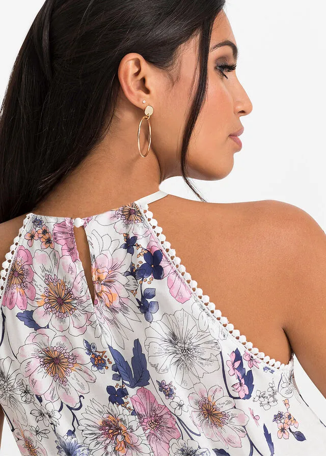 Blusa sin mangas Blanco lana estampado