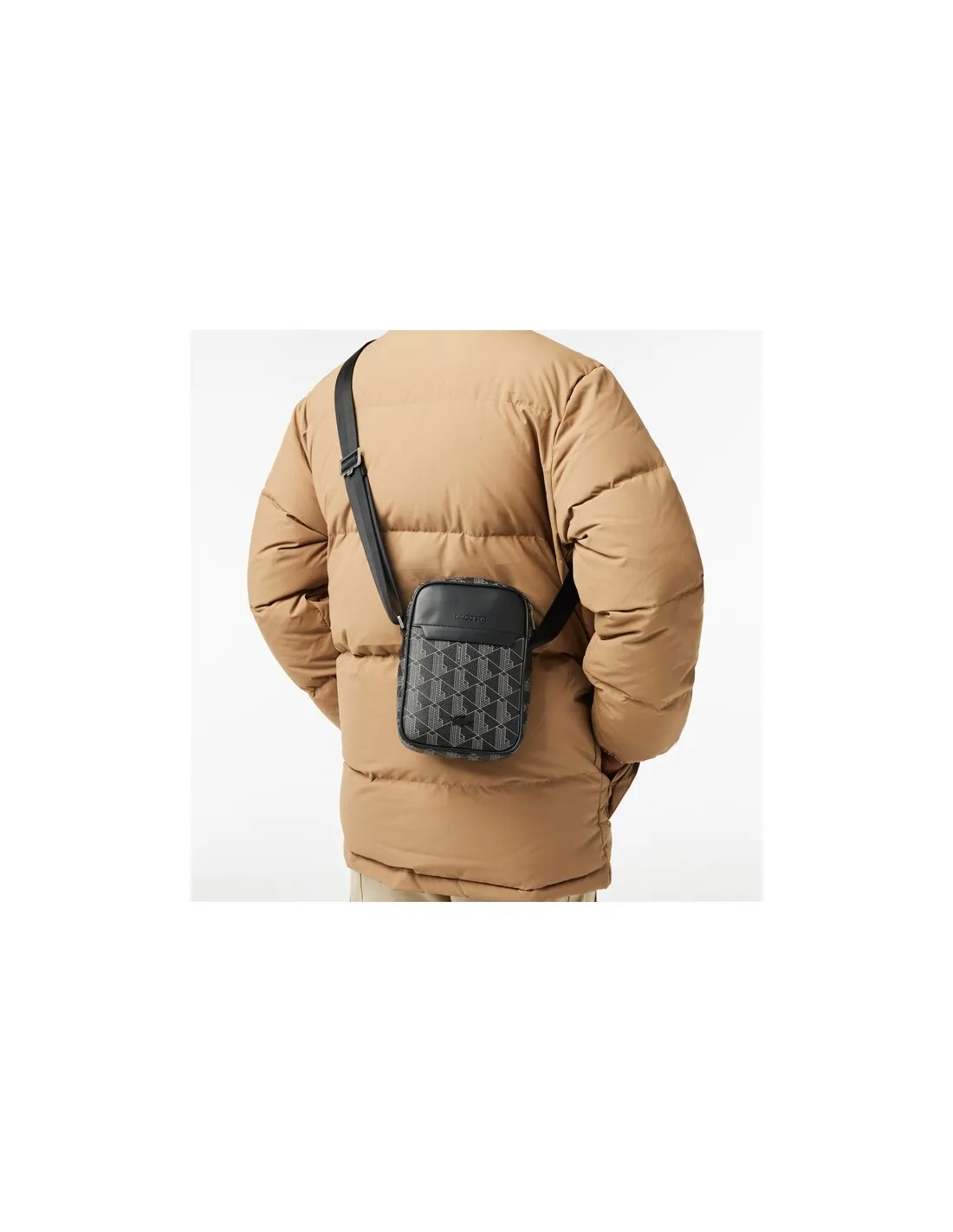 Bolso de hombro vertical The Blend con monograma estampado de Lacoste