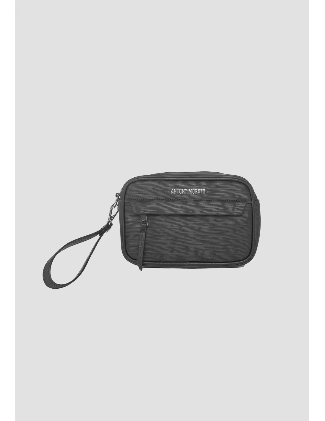 Bolso pouch en piel sintética con efecto de grano de palma Antony Morato