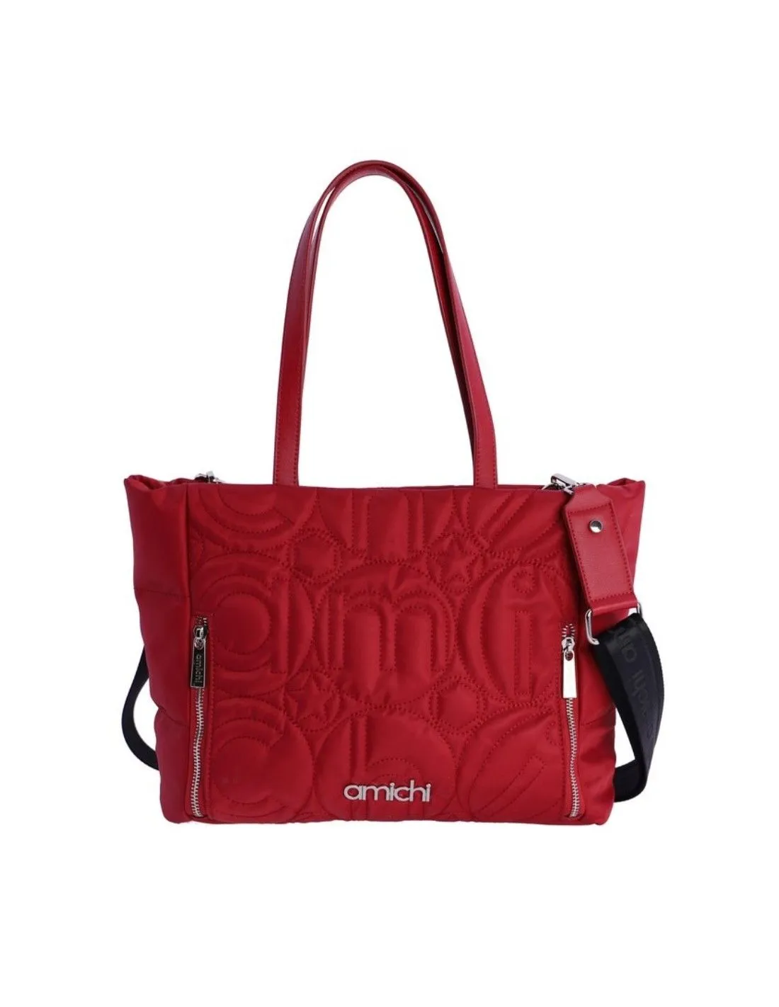 Bolso shopper AMICHI nylon con bandolera rojo