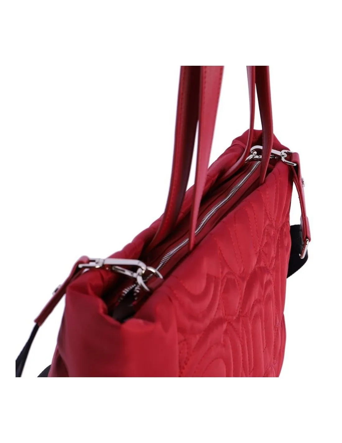Bolso shopper AMICHI nylon con bandolera rojo