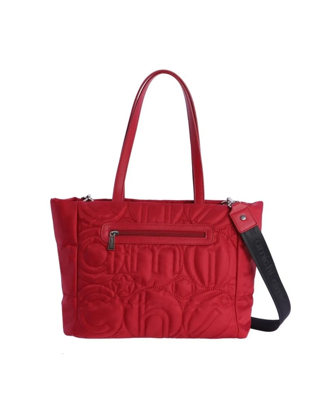Bolso shopper AMICHI nylon con bandolera rojo