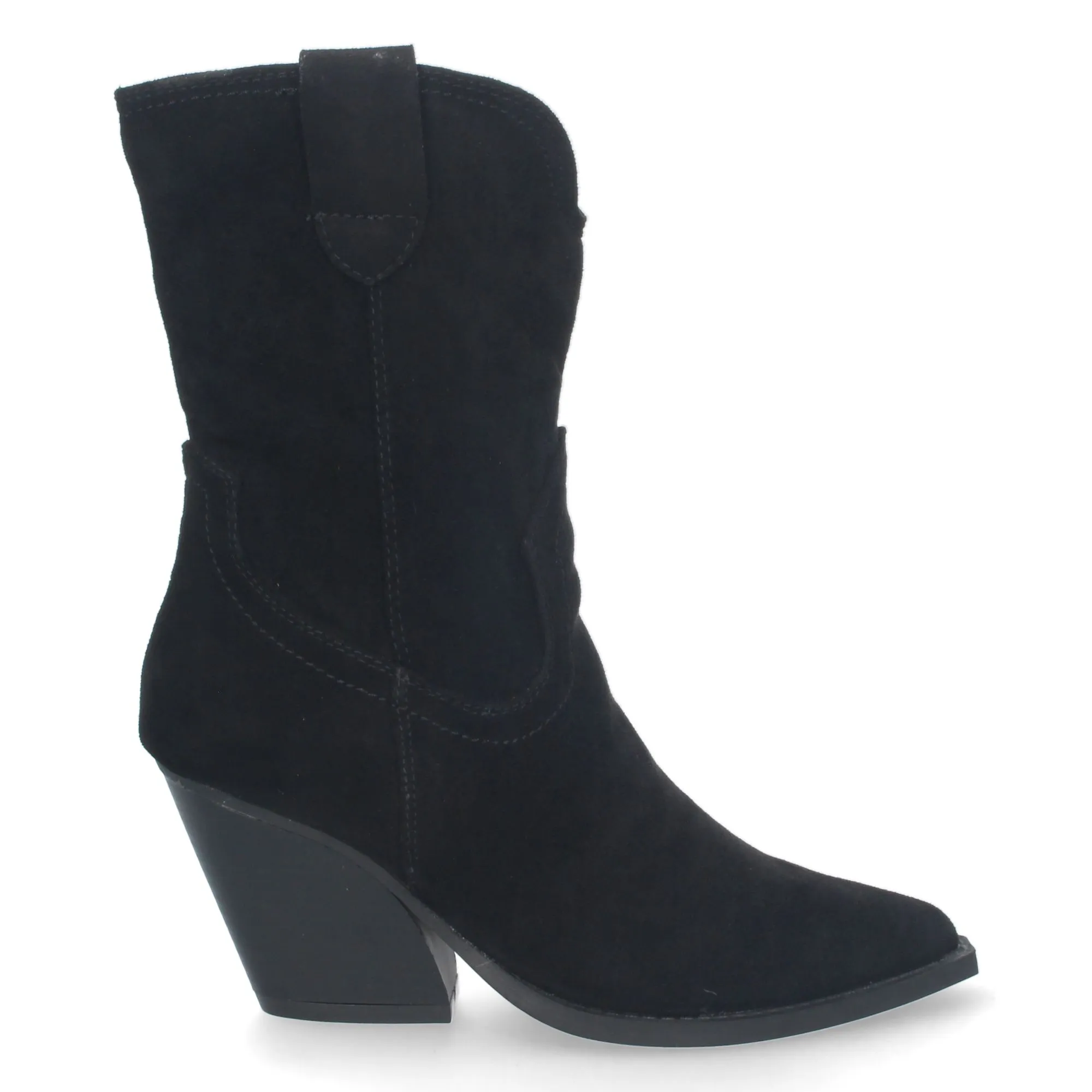 Botines cowboy negros de tacon campero para mujer
