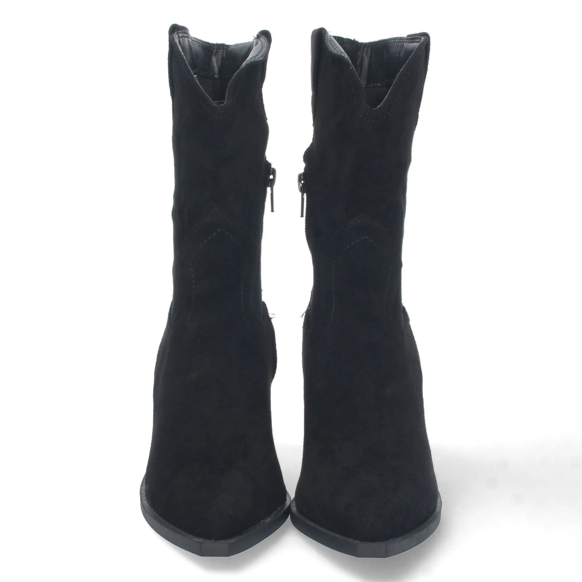 Botines cowboy negros de tacon campero para mujer