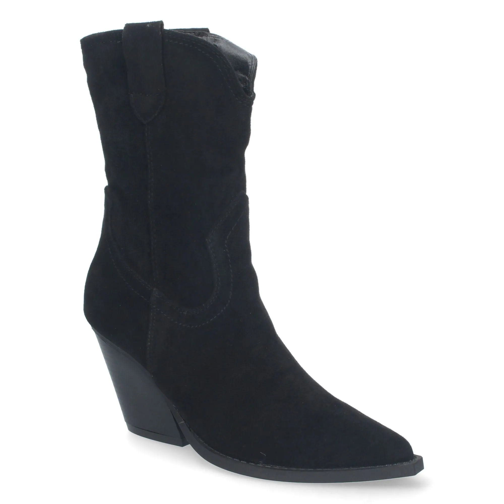 Botines cowboy negros de tacon campero para mujer