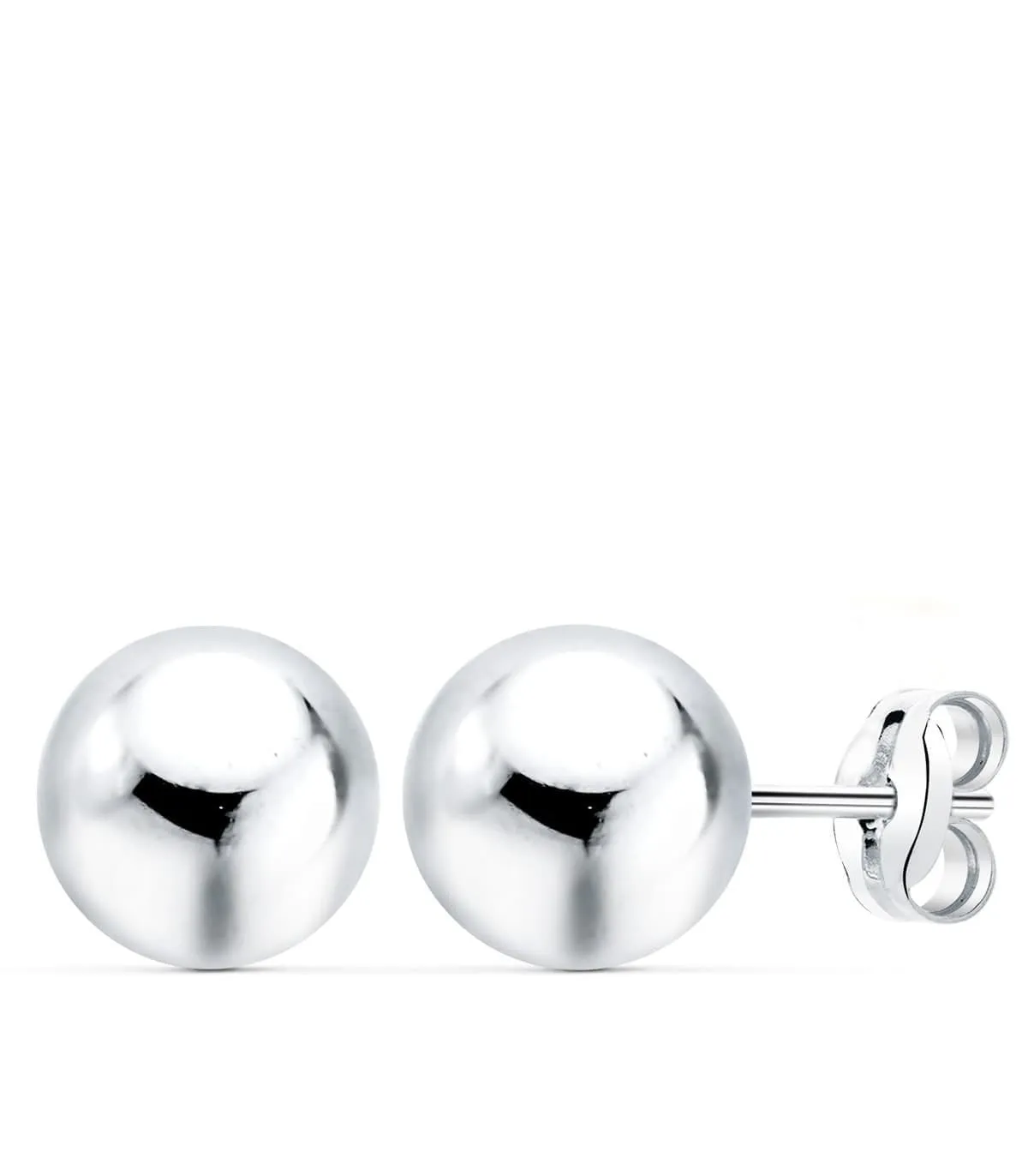 Boucles d'oreilles or blanc Emma 8 mm 18 Carats
