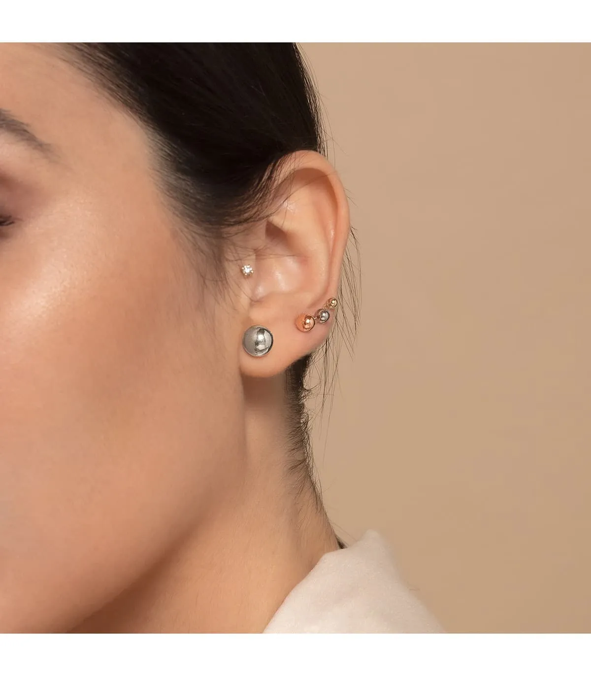 Boucles d'oreilles or blanc Emma 8 mm 18 Carats