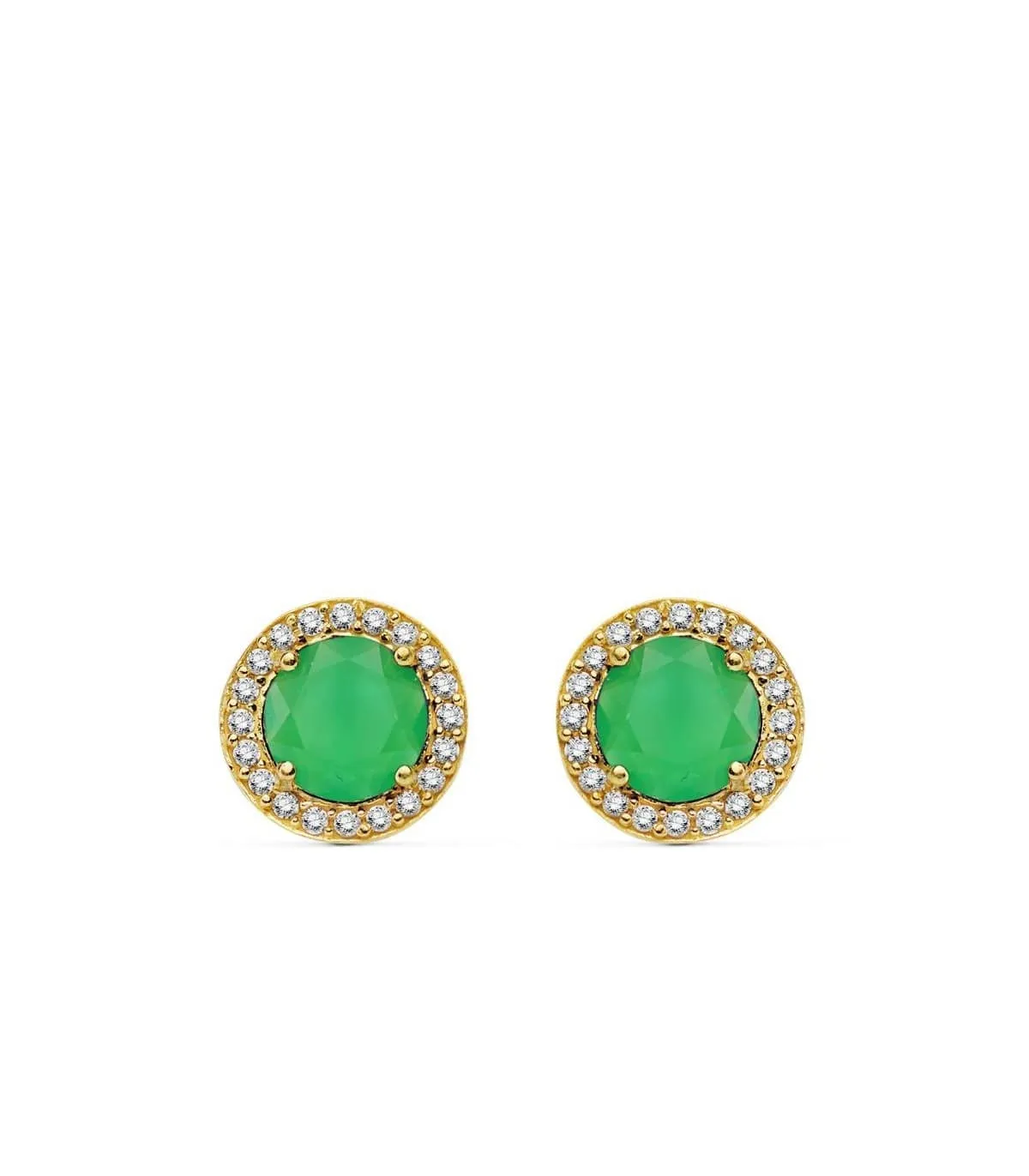 Boucles d'oreilles or jaune Candida verte 18 Carats