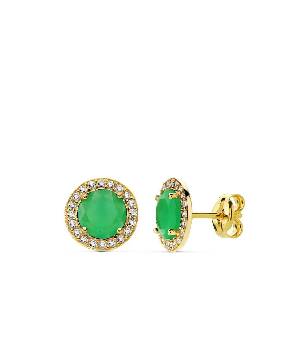 Boucles d'oreilles or jaune Candida verte 18 Carats