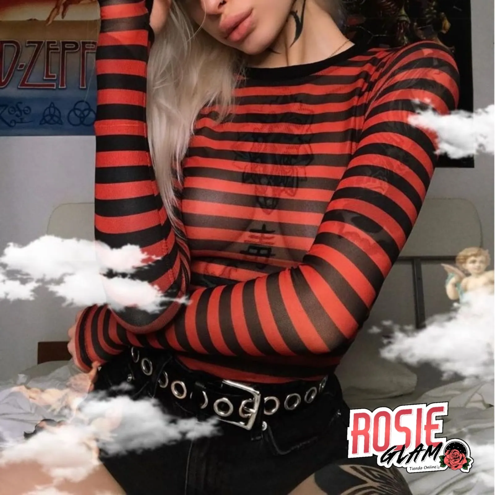 CAMIBUZO CON TRANSPARENCIA DE RAYAS  ROSIEGLAM