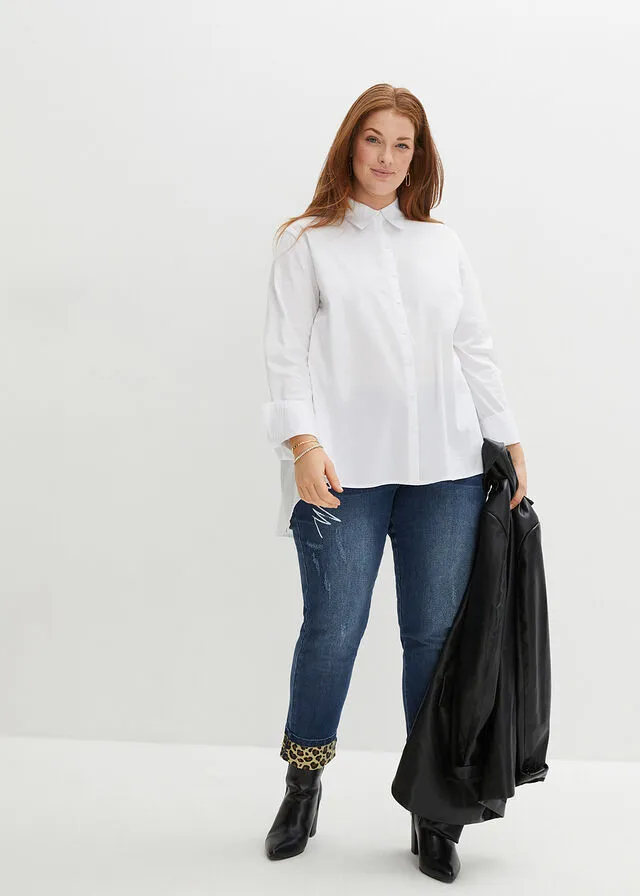 Camisa Blanco con estampado de leopardo