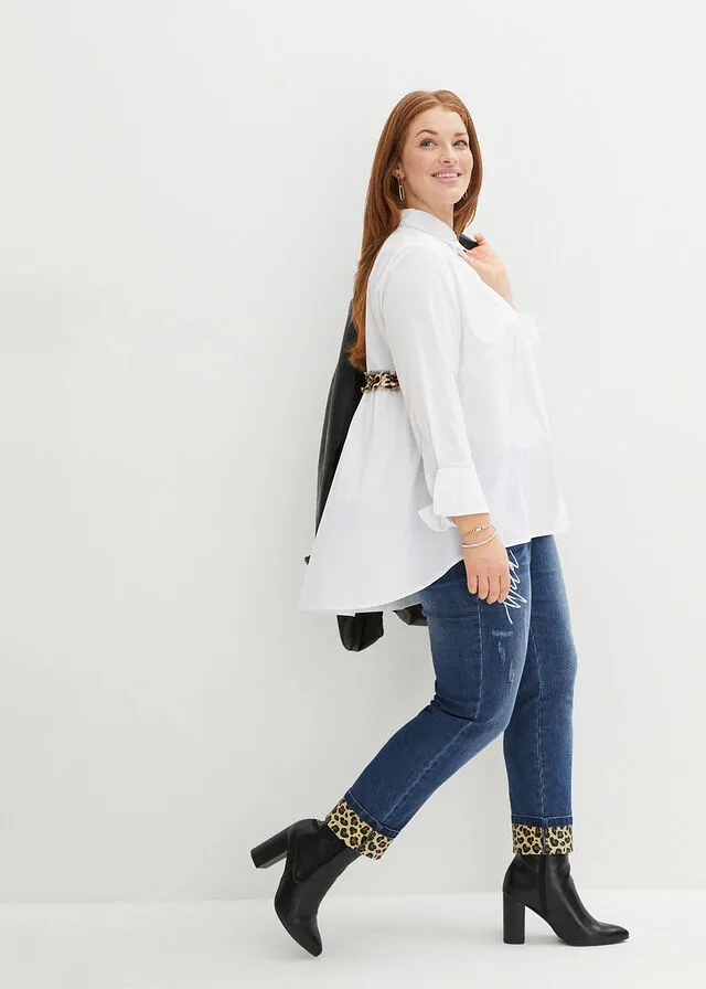 Camisa Blanco con estampado de leopardo