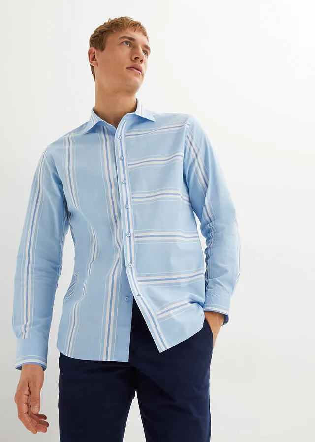 CAMISA DE MANGA LARGA AZUL CLAROAZUL PROVENZALBLANCO RAYAS VERTICALES