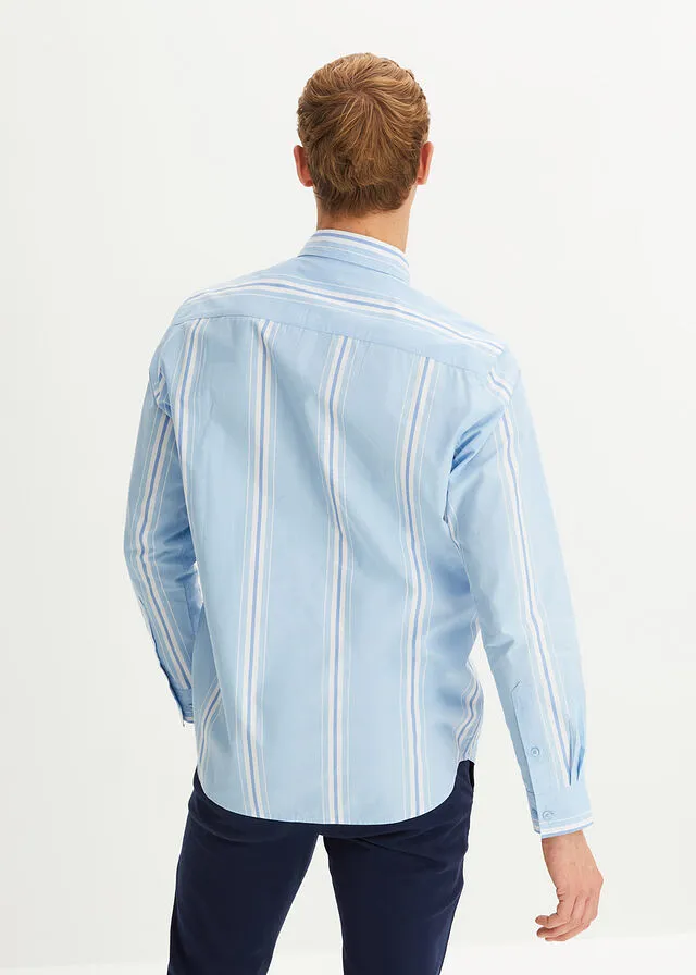CAMISA DE MANGA LARGA AZUL CLAROAZUL PROVENZALBLANCO RAYAS VERTICALES