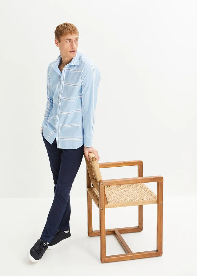 CAMISA DE MANGA LARGA AZUL CLAROAZUL PROVENZALBLANCO RAYAS VERTICALES