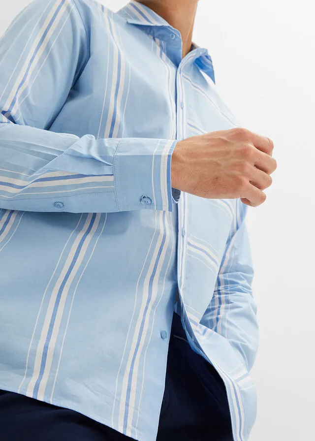 CAMISA DE MANGA LARGA AZUL CLAROAZUL PROVENZALBLANCO RAYAS VERTICALES