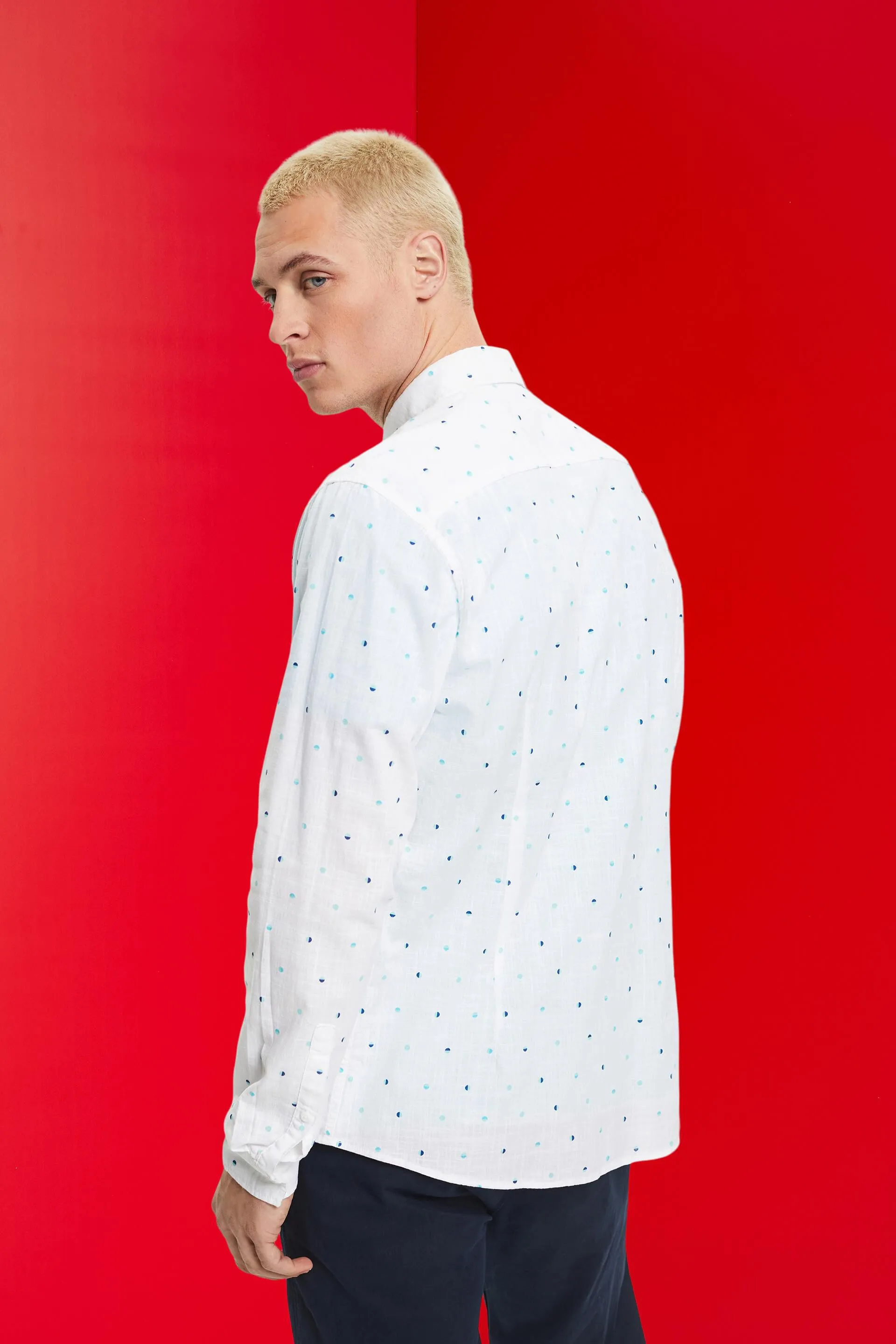 Camisa flameada de algodón con estampado de lunares