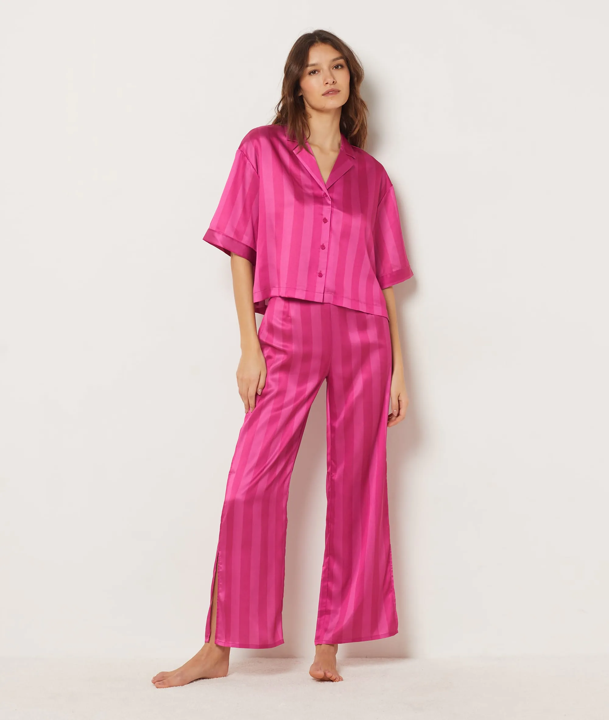 CAMISA PIJAMA ESTAMPADO DE RAYAS REIGA IMP FD CORAIL  ETAM