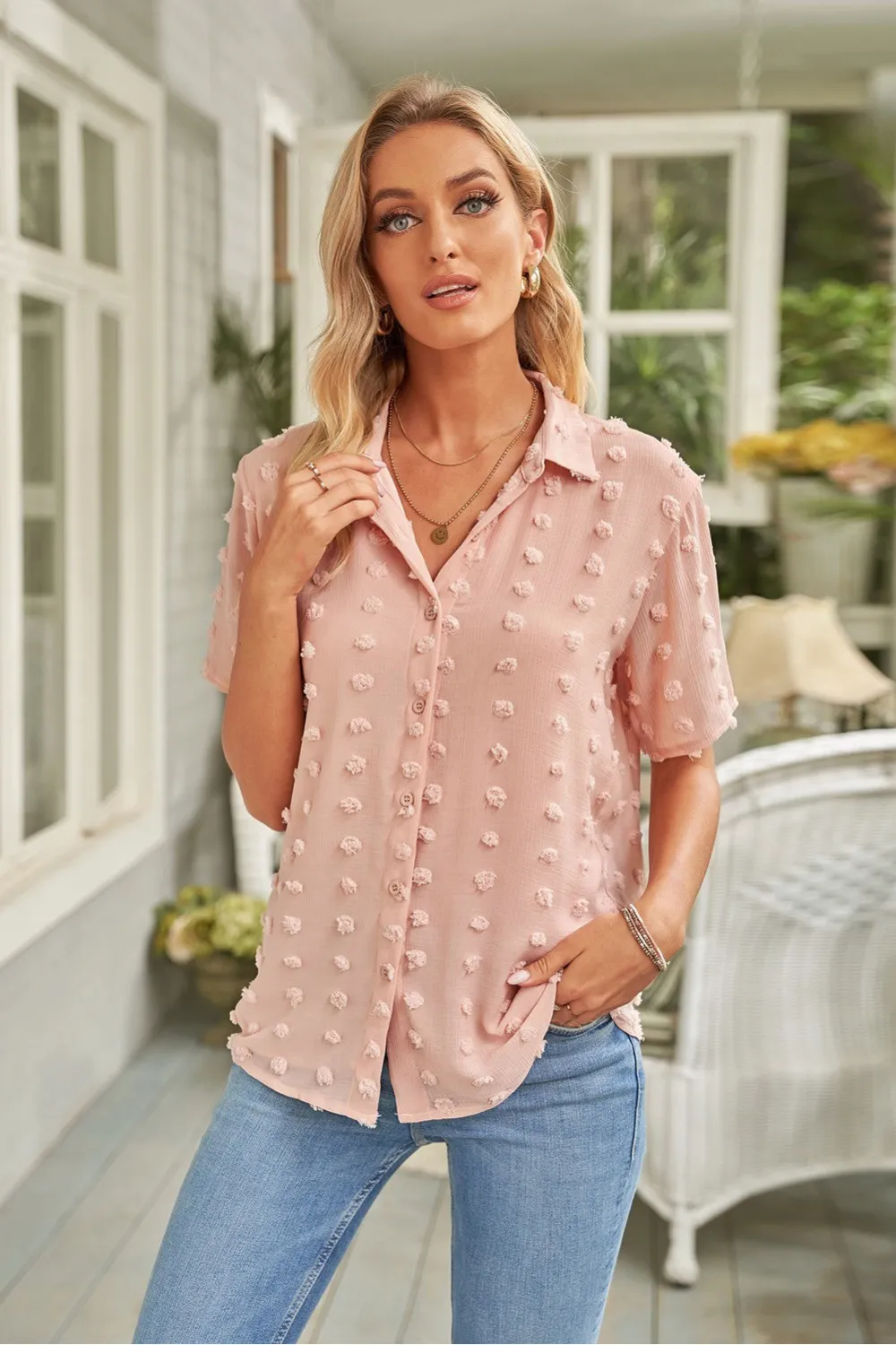 Camisa rosa lunares